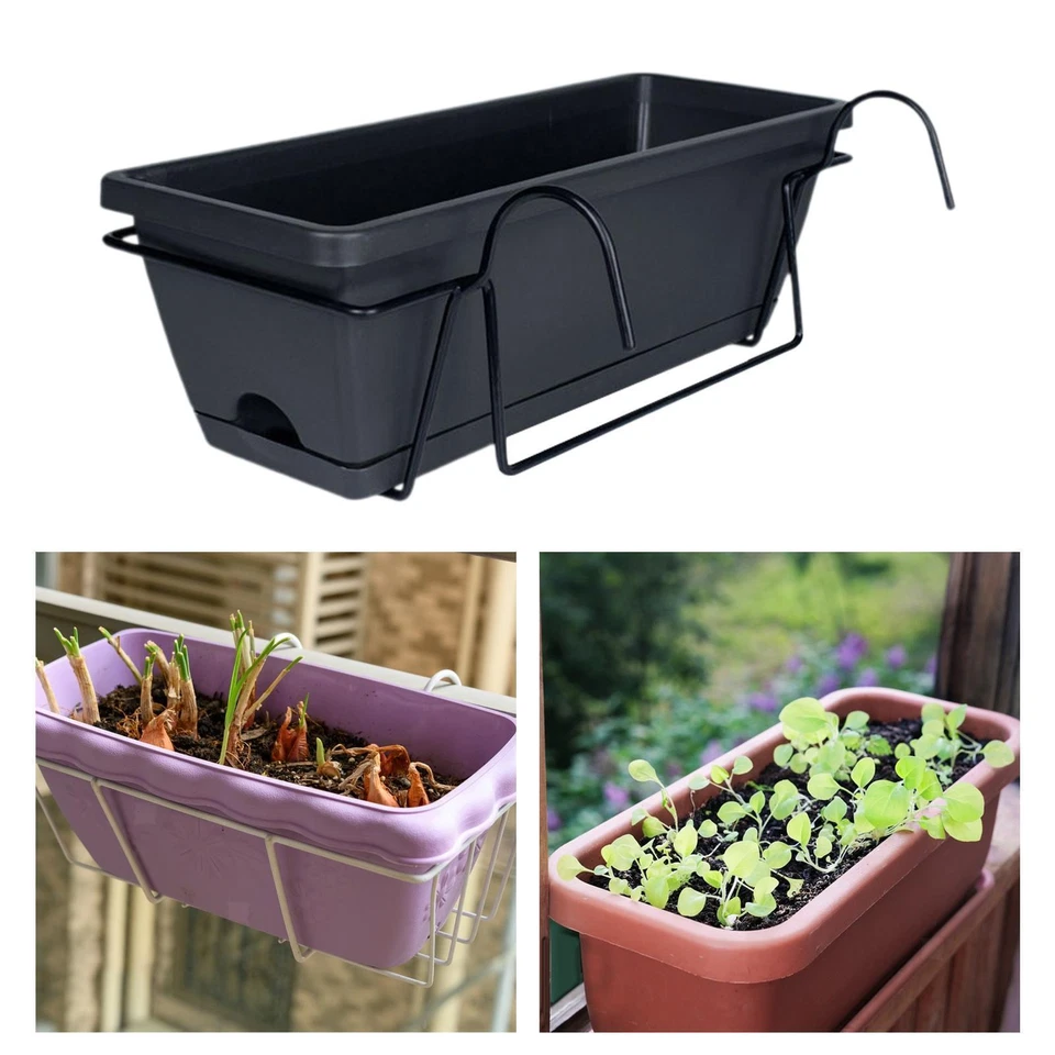 Balcony Planter with Tray and Rack Lightweight Window Deck Railing Planter - Image 1 of 1