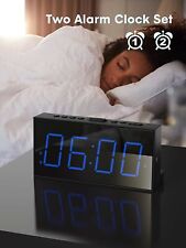 Digital Alarm Clock with USB Charger, Backup Battery, Blue LED Display