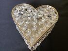 Crystal And Metal Heart Shaped Jewelry Trinket Storage Box Silver Tone