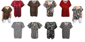 Womens T Shirt Ladies Baggy Top Loose Fit Tee V Neck Turn Up Batwing Oversized - Picture 1 of 13