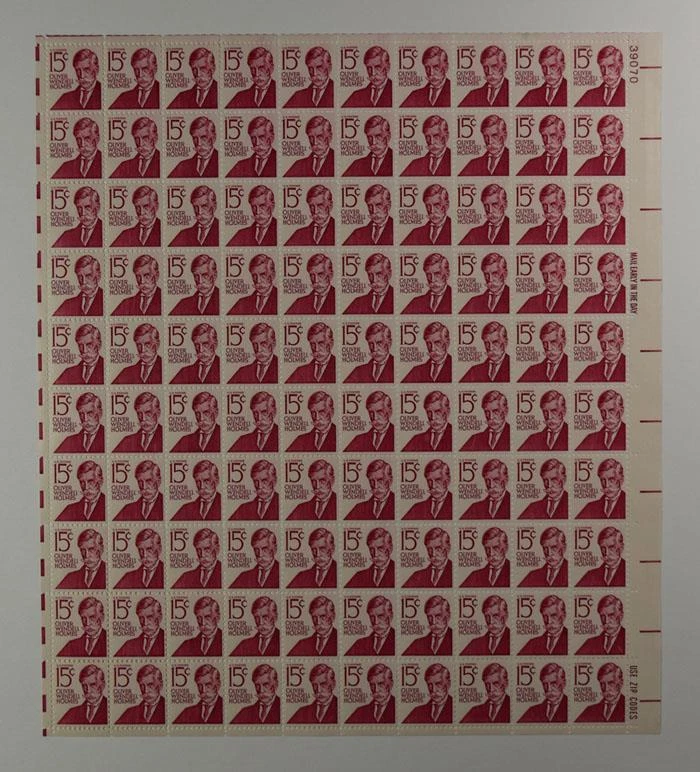 US SCOTT 1288 PANE OF 100 OLIVER WENDELL HOLMES STAMPS 15 CENT FACE MNH - Image 1 of 1