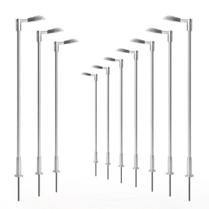 10pcs HO Scale 1:87 Warm White LED Metal Street Lights Silver Lamps Resistor - Picture 1 of 6