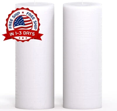 Pilar Alto Sin Perfume De 3X8 Pulgadas Velas, Blancas, 2 Unidades, Velas Blancas Foto 1 de 4