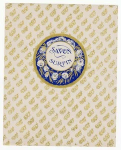 Etiqueta de caja de jabón vintage, sin usar, Art Deco francés SAVON SURFIN - Imagen 1 de 1