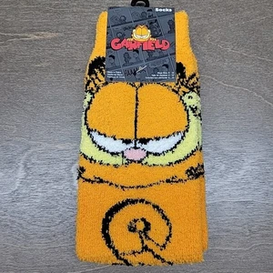 Garfield Fuzzy Cozy Soft Adult Socks Gift Warm Cute Orange Cat Kitty Kitten - Picture 1 of 6