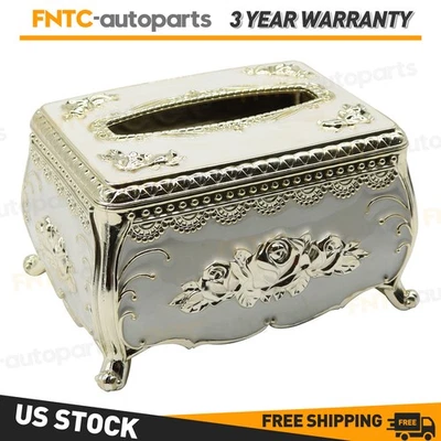 Suporte para caixa de tecido estilo europeu luxo dourado e branco para mesas de centro ajuste - Imagem 1 de 4