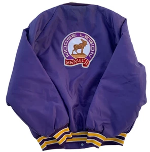 Vintage Moose Legion Satin Bomber Jacket Size XL Purple West Ark Yellow USA Made - Bild 1 von 19