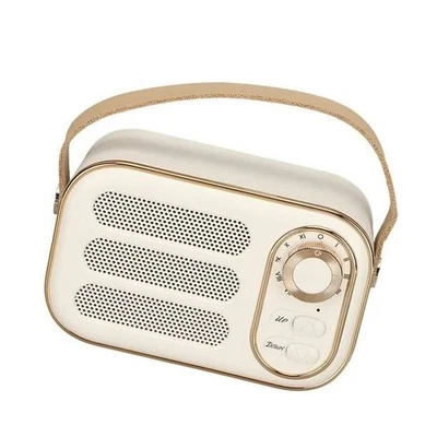 Altavoz Dan Adora Vintage Portátil Bluetooth Inalámbrico Estéreo Blanco Beige Dorado Foto 1 de 4
