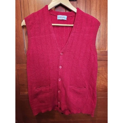 Chaleco Suéter Piccadilly Rojo Acanalado Botón Frontal Para Mujer De Colección Foto 1 de 4