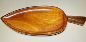Bandeja de madera genuina en forma de hoja de caoba plato de baratija - Imagen 1 de 5