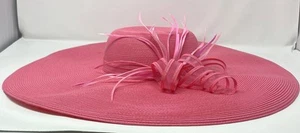 Giant Huge Pink Church Hat Pink Ashro Floppy Hat Perfect For Summer - Picture 1 of 8