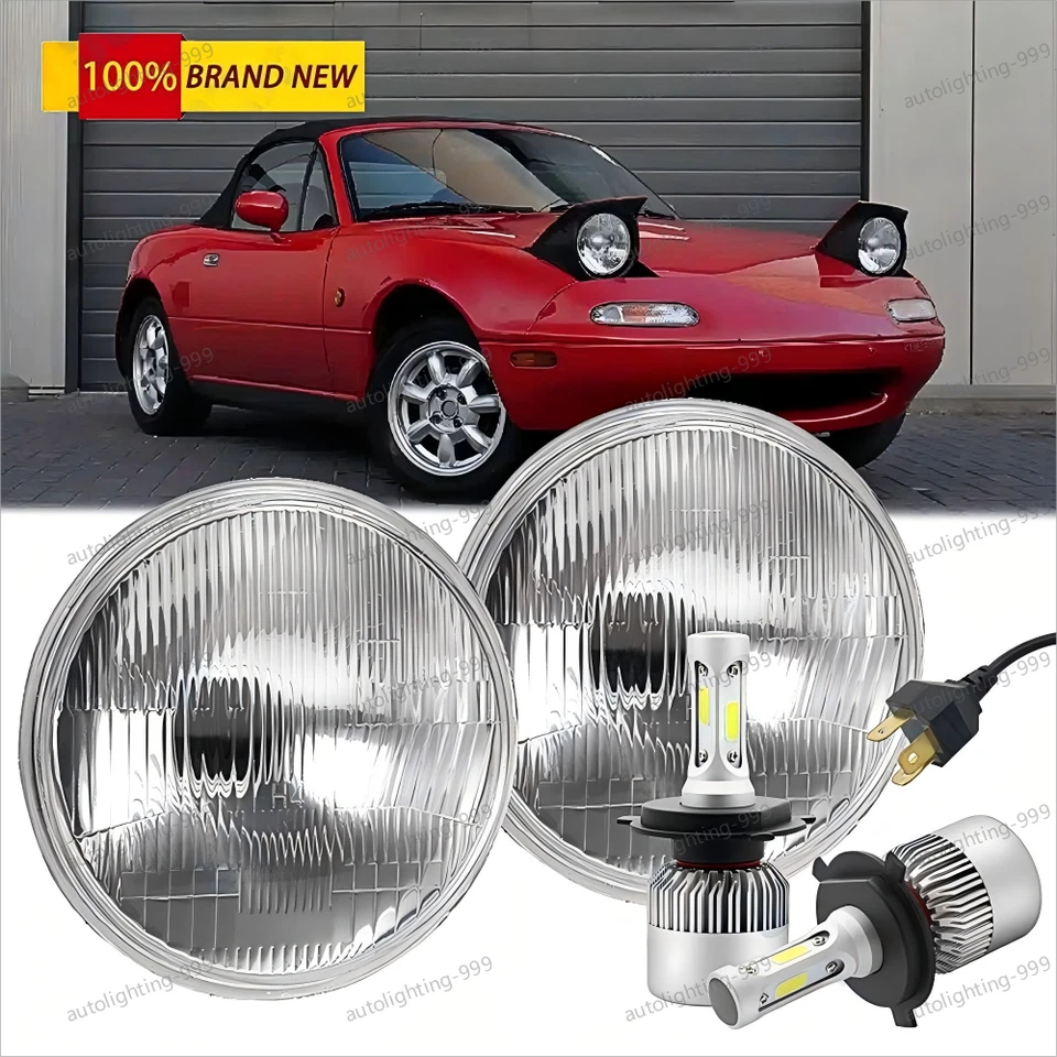 Faros LED 7 pulgadas haz alto-bajo para Mazda RX-7 1979-1985 Foto 1 de 4