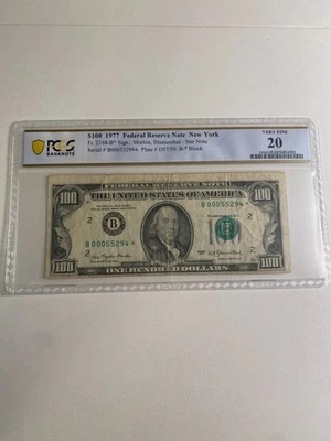 1977 100$ Bill Star Note Serial Number 55294 B00055294* - Image 1 of 2