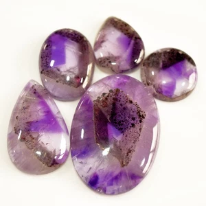 5 Pcs 110 Cts Natural Amethyst Cabochon Loose Gemstone Lot 32x22 15x15mm #15700 - Picture 1 of 11