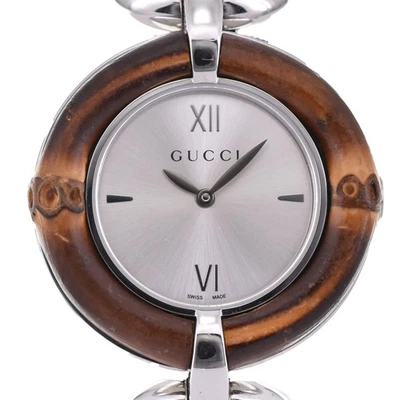 Relógio feminino GUCCI bambu 132.4 YA132409 mostrador prata quartzo A#143950 - Imagem 1 de 4