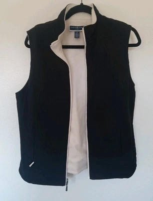 Karen Scott Reversible Vest Quilted Pockets Sleeveless Black White L - Image 1 of 4