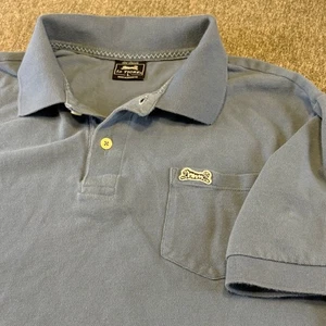 Vintage Le Tigre Polo Shirt L Blue Tiger Button Golf Casual Men - Picture 1 of 15