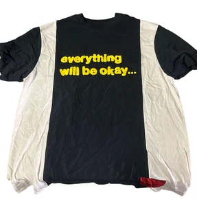 CHNGE Unisex Everything Will Be Okay Crew Neck Short Sleeve T-Shirt Black/White - Picture 1 of 4