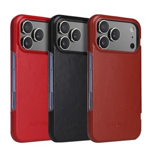 Funda Carcasa Retro Cuero Genuino Ultra Delgada Abatible para iPhone 13 14 15 16 17 Pro Max - Imagen 1 de 32