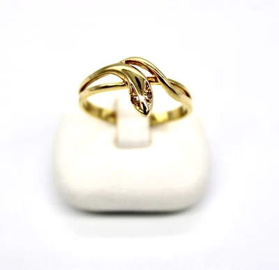 750 Schlangenring Gelbgold Ring Brillant 0,02 ct. H/ SI Damenring RW 49 - Bild 1 von 4