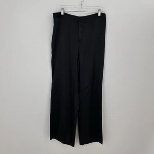 Vtg Lauren Ralph Lauren Womens 14W 100% Silk LIned Black Wide Leg Pants Office - Picture 1 of 4