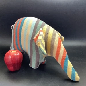Lambs-Wool ANT EATER Plush Colorful Striped Aardvark By Black Rabbit in England - Picture 1 of 22