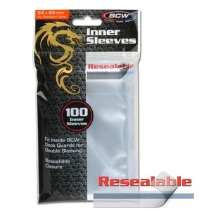 64 x 89 Resealable BCW Inner Sleeves for Pokemon YuGiOh Pack of 100 - Picture 1 of 1