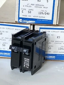 Challenger (GTE Sylvania) C250 2 Pole 50 Amp Circuit Breaker E16248 240 Volt NEW - Picture 1 of 15