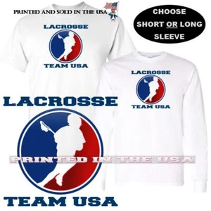 T-shirt graphique Lacrosse Team USA rouge blanc bleu logo - Photo 1/4