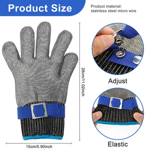 2 Pcs Cut Resistant Gloves Rustproof Stainless Steel Wire Cutting Gloves payhn - Picture 1 of 11