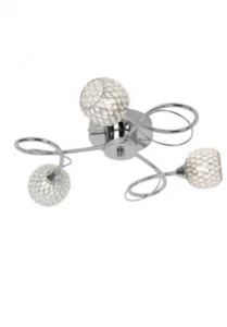 Ceiling Lights in Chrome 390mm, close- fit Aherne 3-CH Compatible with LED lamps - Picture 1 of 6