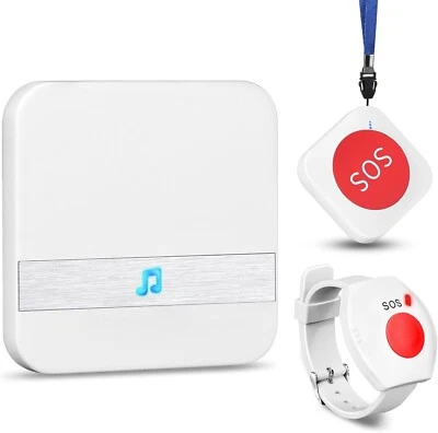 Wireless Pulsante Chiamata Emergenza Allarme per Anziani Sicurezza Cercapersone - Immagine 1 di 4