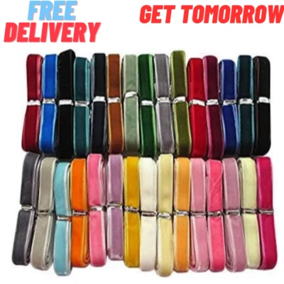 Chenkou Craft 30 Yards 3/8" Velvet Ribbon Total 30 Colors Assorted Lots Bulk  - Image 1 of 4