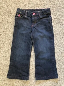 VF Jeanswear Girls Size 6X Regular Boot Cut Jeans Dark Blue With Pink Accents - Picture 1 of 7