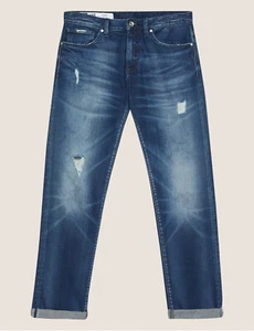 $130 Armani Exchange Men's Straight Fit Indigo with Distressing Jeans,J16,28R - Picture 1 of 6