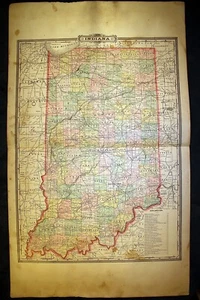 State of Indiana 1892 Map Original - Picture 1 of 5