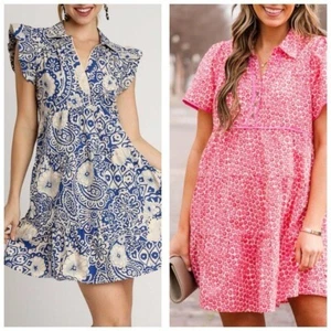 Umgee Cotton Floral Dress Bundle Lot Of Two Size Small Babydoll Kayla Sunshine - Picture 1 of 13