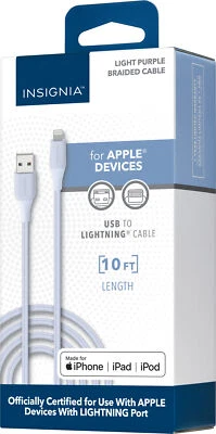 Insignia - 10' Lightning to USB Charge-and-Sync MFi-Certified Cable - Purple - Image 1 of 4