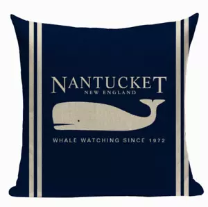 Nantucket Whale N5 Cushion Pillow Cover Whale Watching New England Sailing Boat - Picture 1 of 5