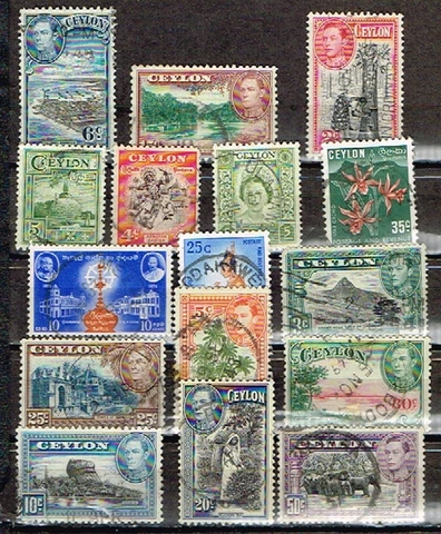 16 Assorted Cancelled Postage sTamps from Ceylon (11-854) Cover