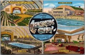ATLANTIC CITY, New Jersey Postcard "World's Largest Convention Hall" Linen 1940s - Picture 1 of 2