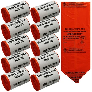 500 orange mittelschwere Beutel zur Entsorgung klinischer medizinischer chirurgischer Abfall - Bild 1 von 1