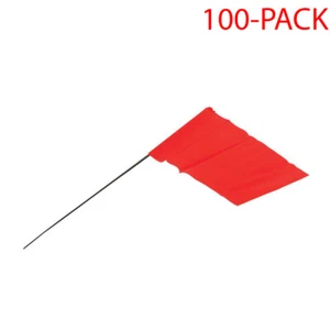 Bright Orange Flagging Stakes 100-PACK Marking Contractor Indicator Irrigation - Picture 1 of 3