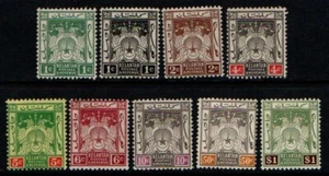 Malaya Kelantan 1921 1928 Coat of Arms short set to $1 SG14-20, 22-23 Mint - Bild 1 von 1