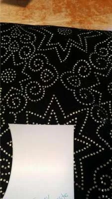 Black velour gold glitter upholstery fabric buy by the hard stars star print - Image 1 of 2