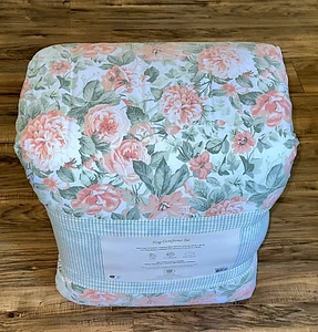 Laura Ashley Aveline King Comforter Set Cabbage Rose Floral Stripe Shabby Chic - Picture 1 of 10