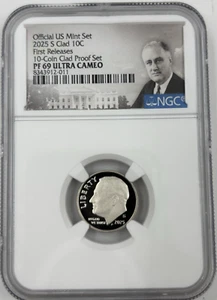 2025 S Clad Roosevelt Dime 10C 10-Coin Proof NGC PF69 First Releases ⭐SHIPS NOW⭐ - Picture 1 of 2