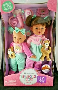 Member's Mark Sweet Sisters Little Doctor13" and 16" Dolls Brunette Brown Eyes - Picture 1 of 5