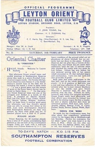 Leyton Orient Reserves v Southampton Reserves 1956/7 (16 Feb) - Picture 1 of 1