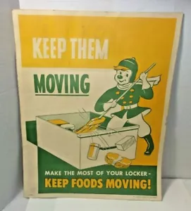 1950er Vintage Fleisch Spind Metzgerei Werbung Bauernhof Rind Papier Schild Poster - Bild 1 von 11